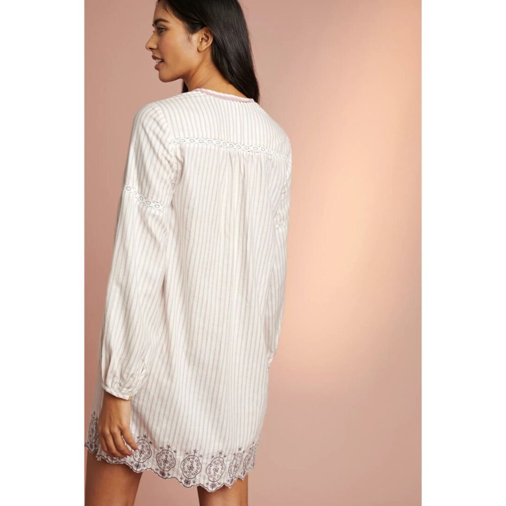 Anthropologie NWT Floreat Striped Sleep Dress Embroidered Long Sleeve size XS - Picture 2 of 10